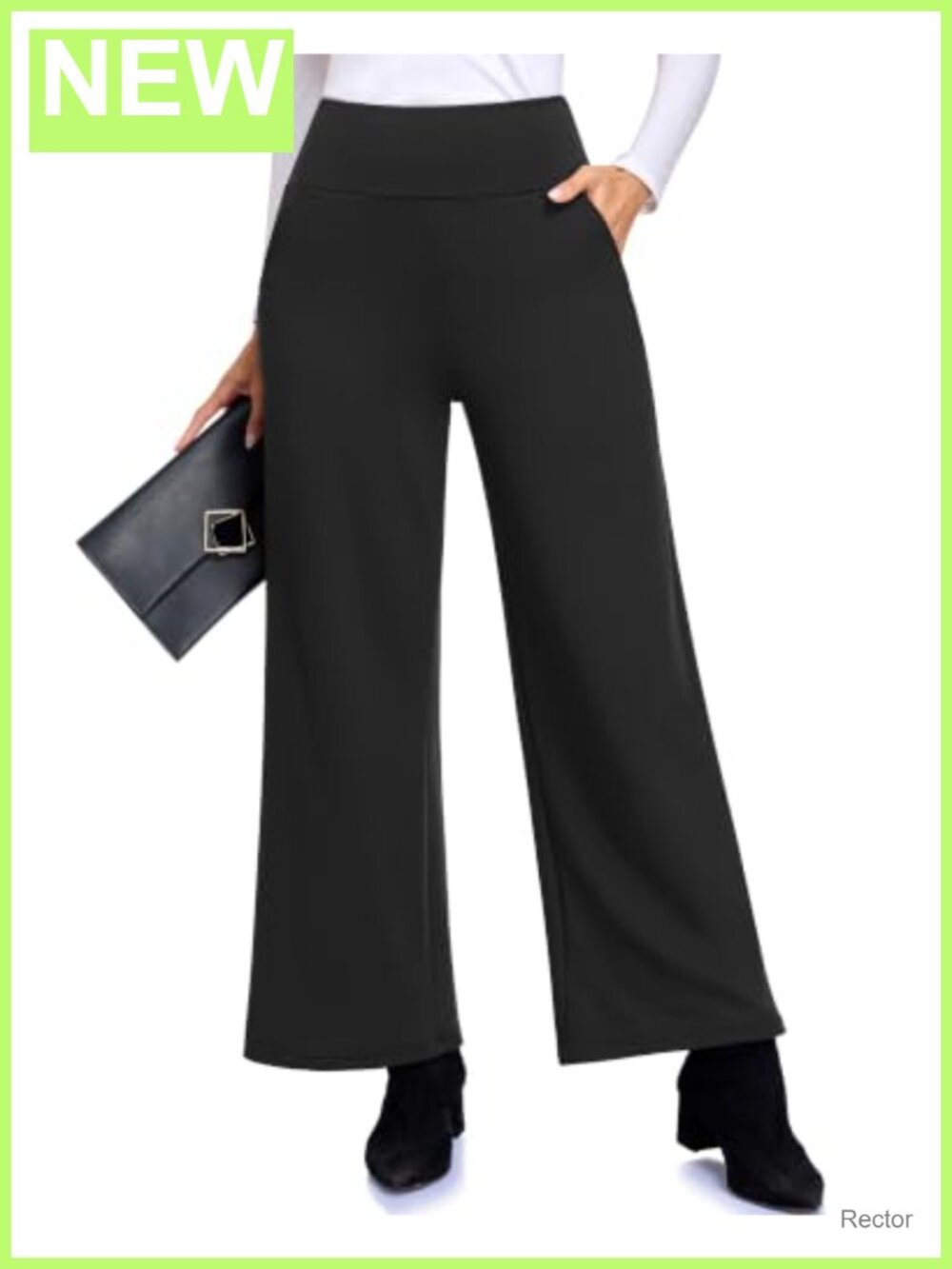 Fleece Lined Wide Leg Pants High Waisted with Pockets